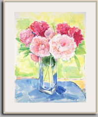IN THE LIGHT - PINK PEONIES 2007 acrylic/paper 28.5" x 22.75"